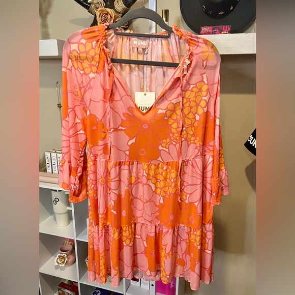 NWT Show Me Your MuMu Viola Retro Garden Mesh Mini Dress - Picture 8 of 10